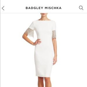 badgley mischka crystal beaded sleeve dress size 6